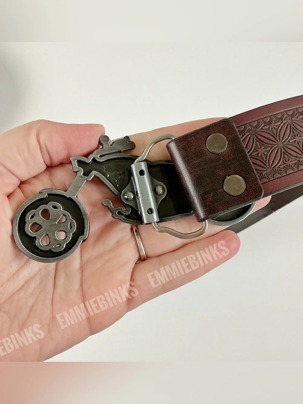 New Indie Moto Motorcycle Tooled Leather Belt